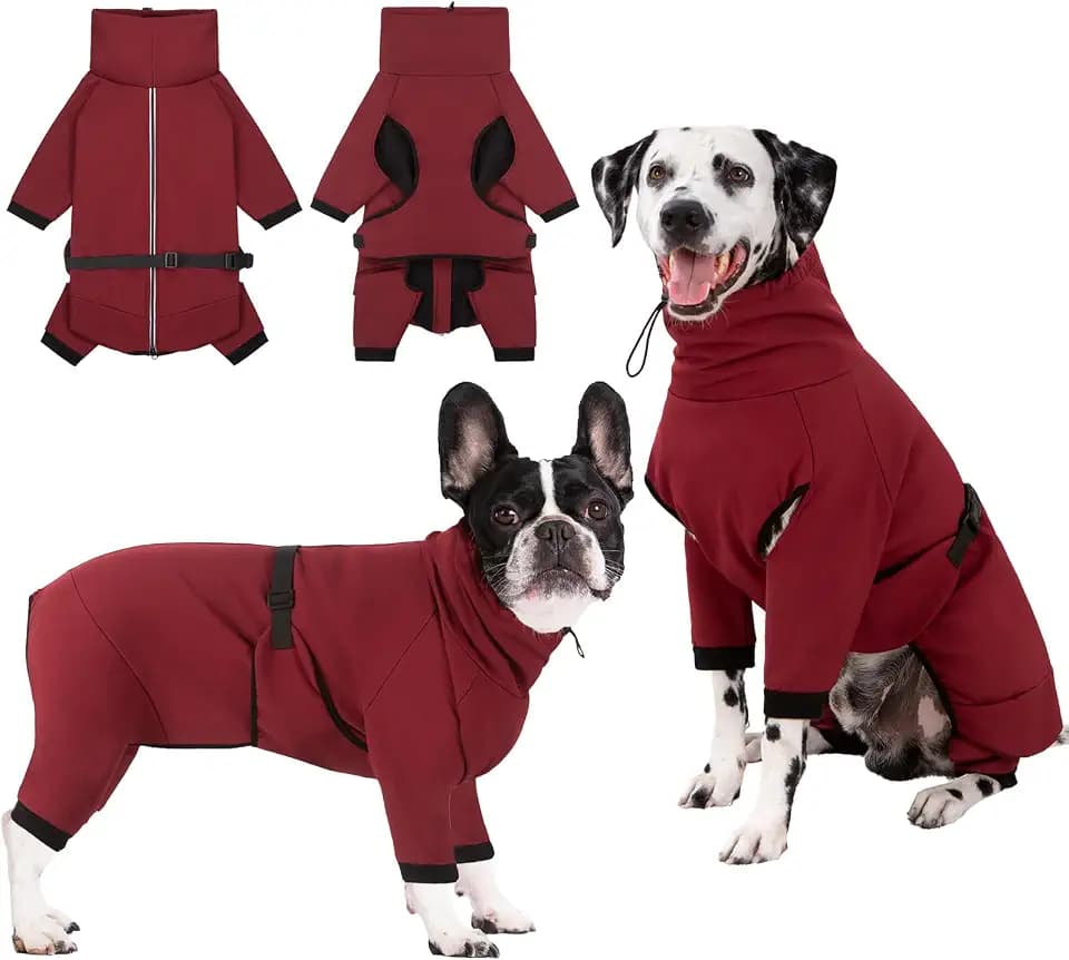 Hundemantel Wasserdicht Warm mit Beinen Hundejacke Winter Reflektierend Reißverschluss Hundemantel Warm Hundepullover Fleece Mantel Hund Winterjacke Wasserdicht Hundebekleidung Regenmantel