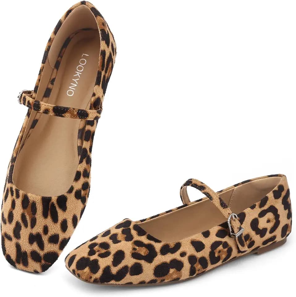 Womens Mary Jane Flats Closed Toe Buckle Strap Square Toe Ballet Flats