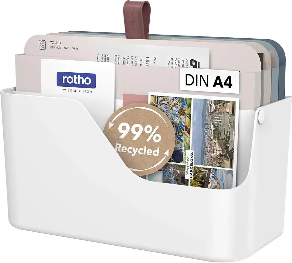Rotho MyPaper Dokumentenablage, Schreibtisch-Organizer, Dokumentenhalter, Briefablage, Postfach, Papierfach, Weiss/Rot