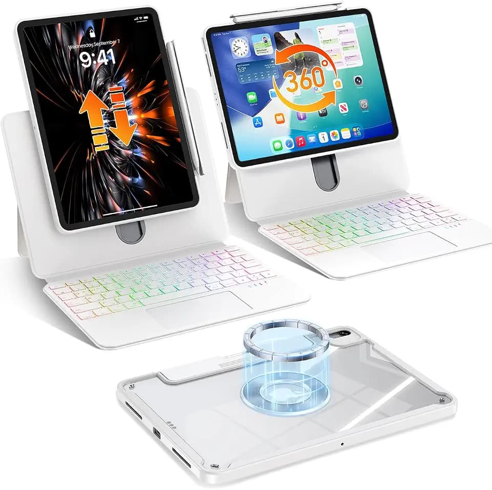 Clear Magnetic Detachable Keyboard Case for iPad Pro 13 M5/M4, White