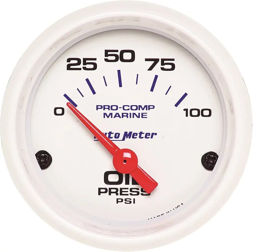 AutoMeter Gauge, Oil Pressure, 2 1/16", 100Psi, Electric, Marine White (200758)