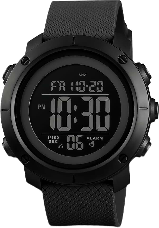 OLAZONE Men Digital Watch Sports Waterproof Military Back Light Small Watch for Men Black