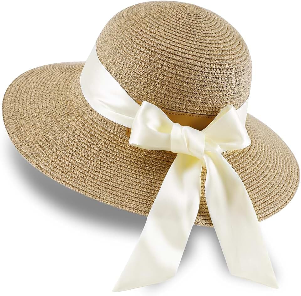 Sonnenhüte für Damen, Strohhut, Strandhut, Sonnenschutz, Sommerhut, faltbar, breite Krempe, Schlapphut für Damen, Reisen, Urlaub