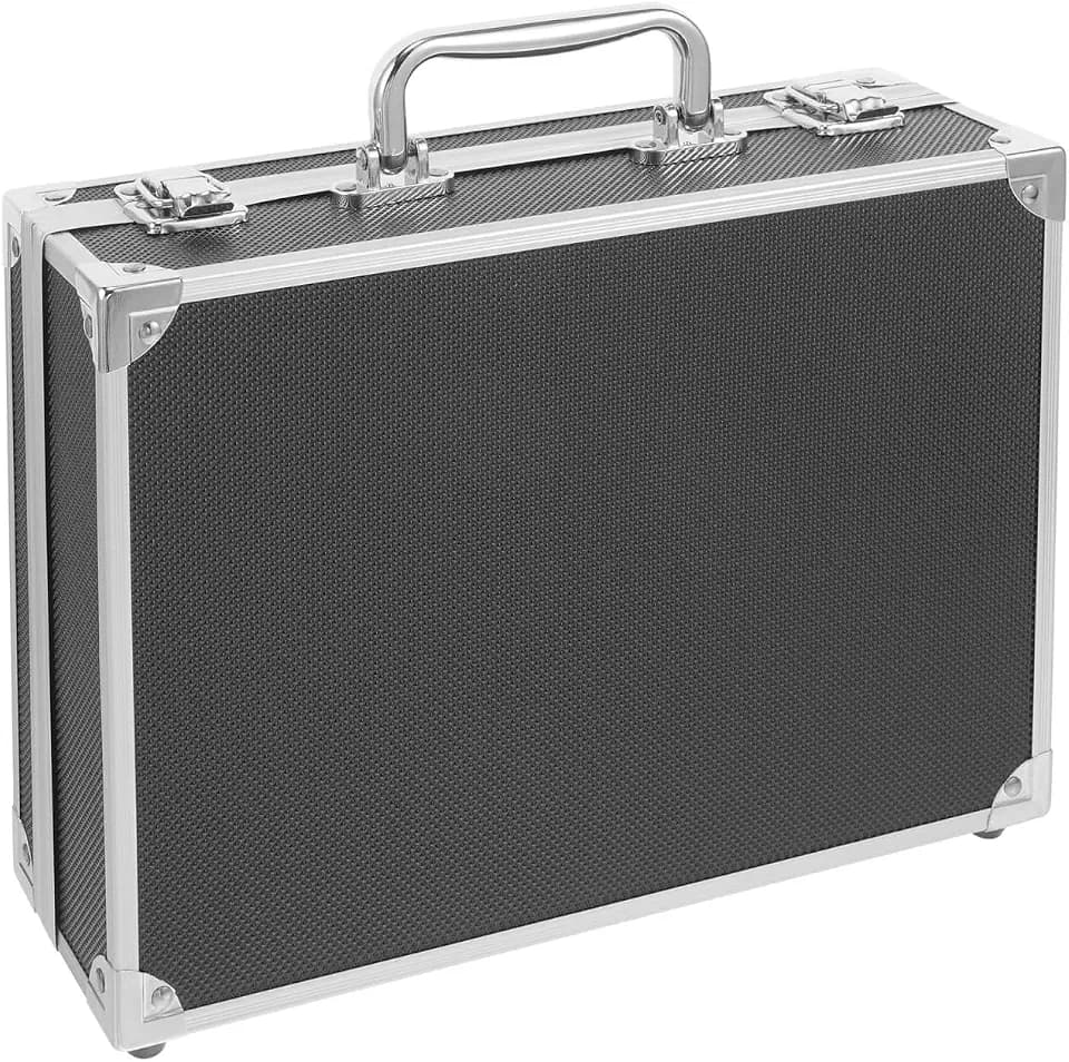 BESTonZON Aluminum Alloy Tool Box Portable Hard Briefcase with Sponge Lining 11.41 X 8.26 X 3.54 in Tool Case for Documents Instruments Office Supplies Storage