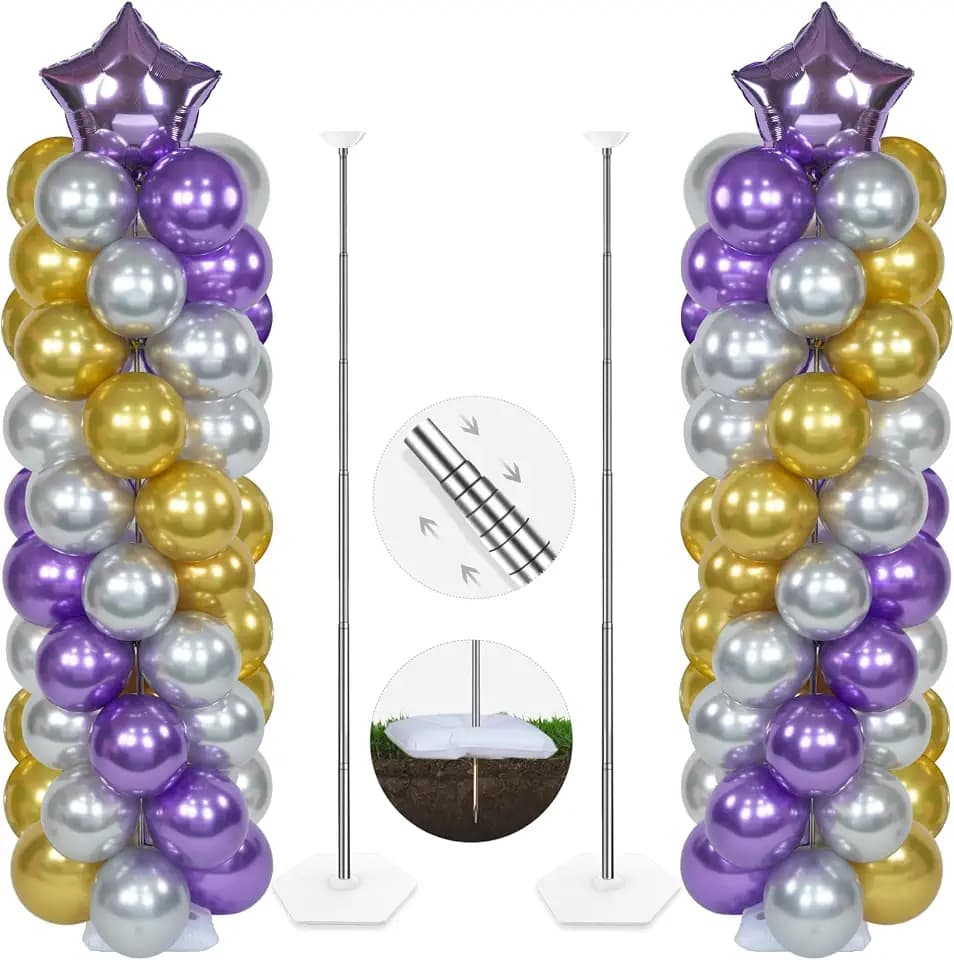YALLOVE 2er Set Ballonsäulenständer höhenverstellbar bis 2m Ballonturmsäule