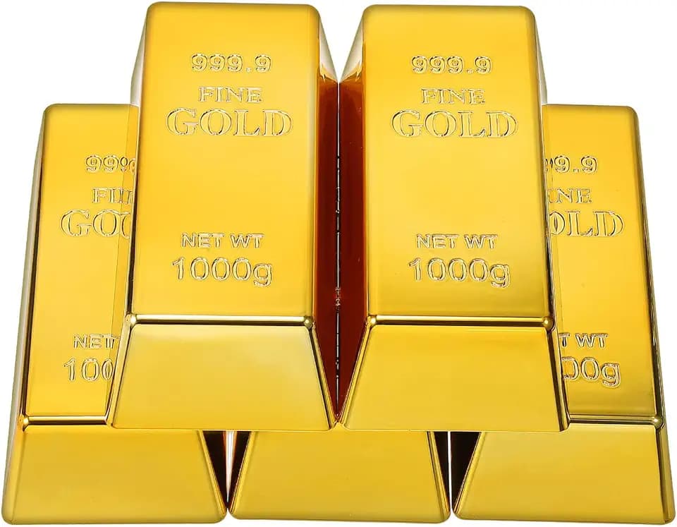 5 PCS Gold Bar Bullion Replica - Plastic Fake Bar Door Stopper/Paperweight - Film Prop Novelty Gift for Pirate Casino