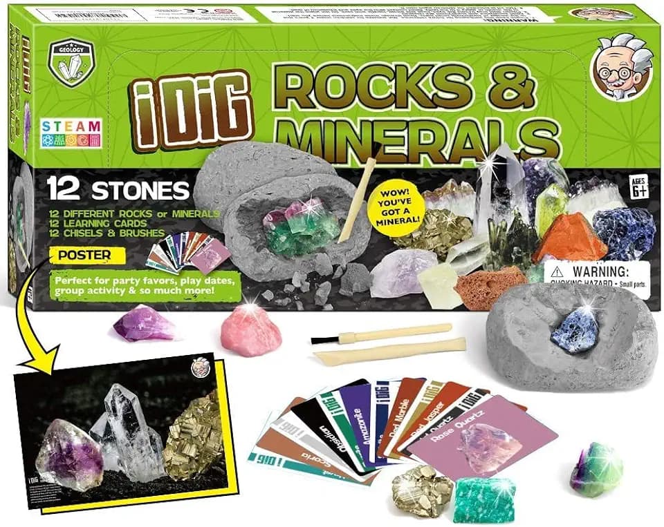 Mineralien Steine Ausgrabungsset für Kinder Mineralogie Spielzeug Party Braben Kit Archäologie