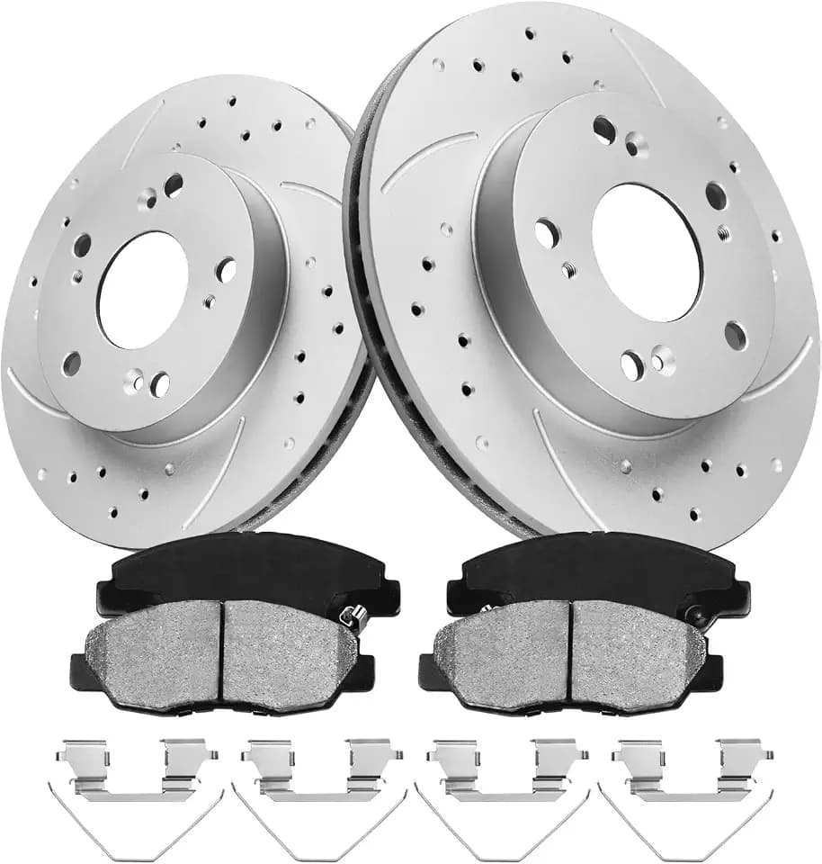 Geomet Front Brake Pads And Rotors Kit For 2006-2011 Honda Civic [Does NOT Fit Si & Hybrid], Automotive Brake Kit 31311 D1578-8791 Drilled And Slotted Discs(262mm 10.3in) Ceramic Brake Pads