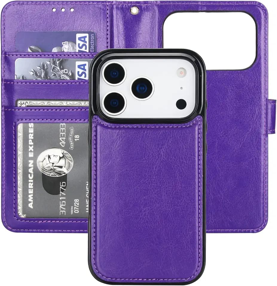 Bocasal Detachable Wallet Case for iPhone 18 Pro / 17 Pro, Purple