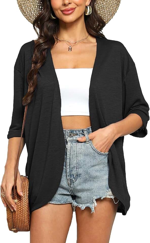 Yekaty Womens Summer Short Sleeve Kimono Cardigans Lightweight Cover Up
