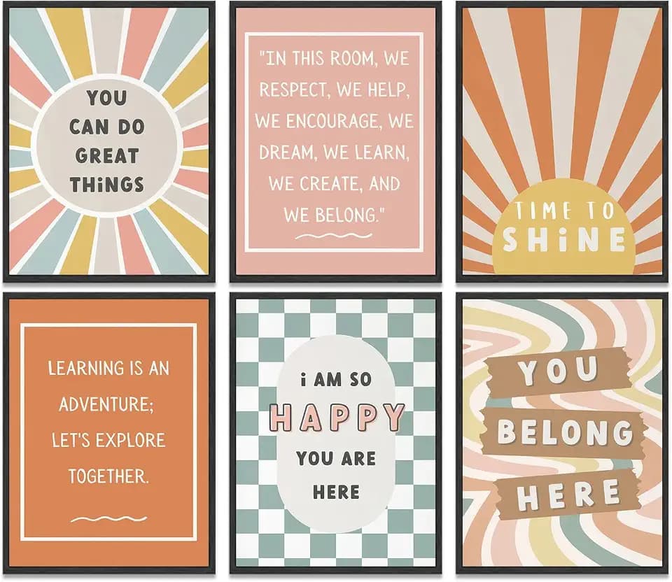 6Pcs Boho Inspirational Positive Artworks Canvas Wall Art 12x16 in Unframed