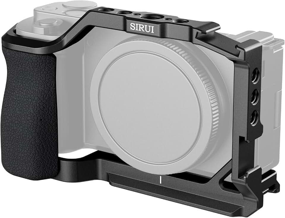 SIRUI ZV-E10 Camera Cage with Silicone Grip, Cage for Sony ZV-E10 with Built-in Quick Release Plate for Arca-Type, Cold Shoe, and 1/4”& 3/8” Threaded Holes, SC-ZV-E10