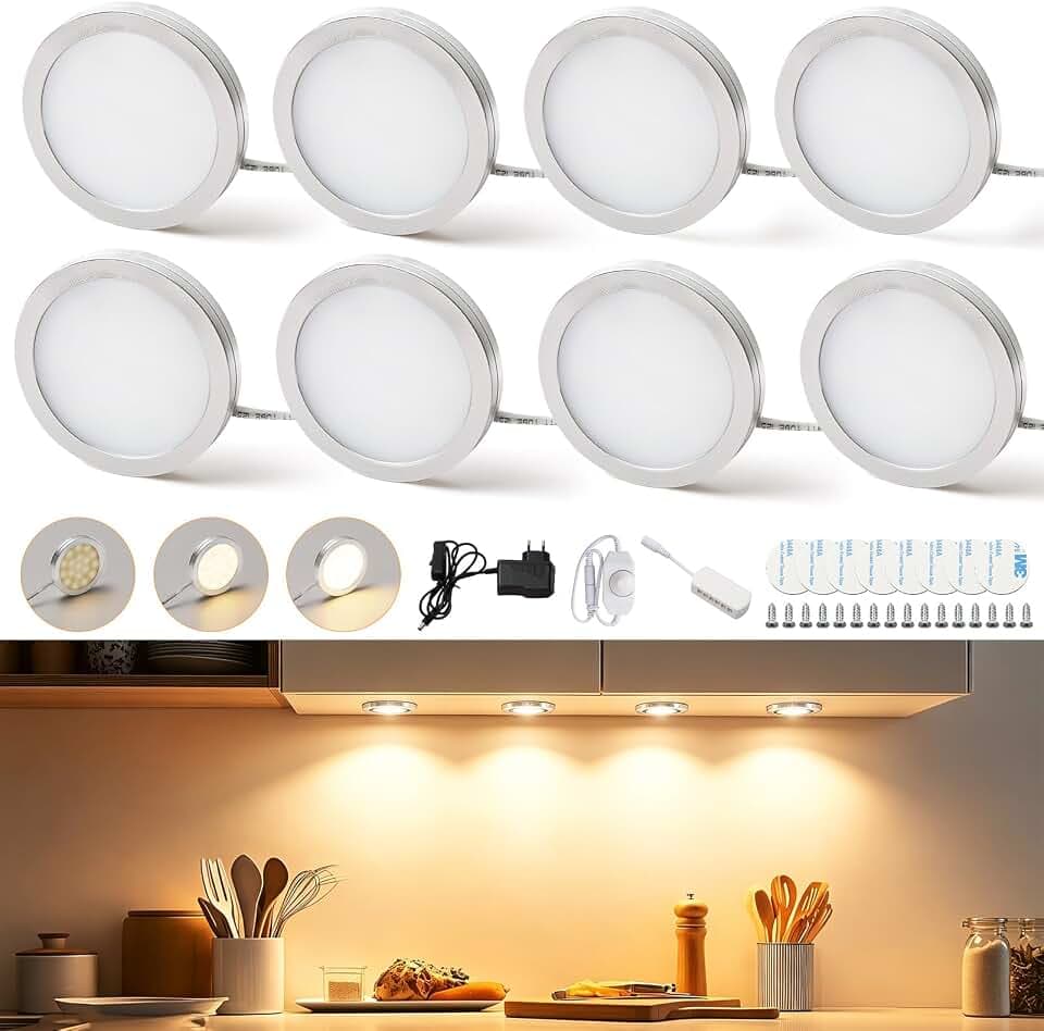 Lightess 8er Dimmbare LED Unterbauleuchte Küche Schrankbeleuchtung 12V