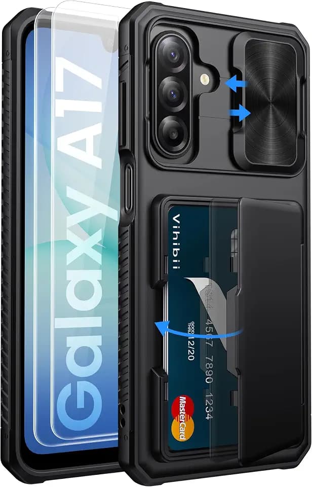 Vihibii for Samsung Galaxy A17 5G Phone Case Wallet with Card Holder, Black