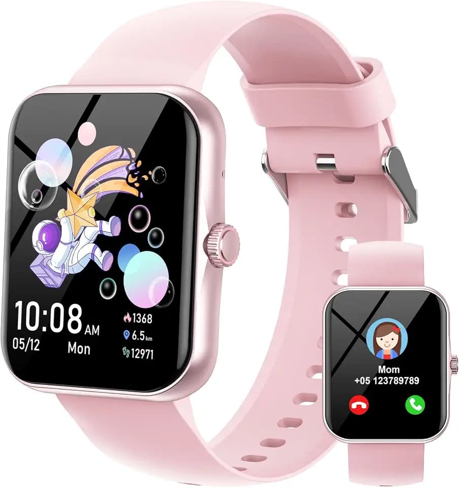Smartwatch Kinder, Kinder Sport Fitness Uhr für Mädchen Jungen mit Schrittzähler, 100+ Sportmodi, Wecker, Spiele, Stoppuhr, Kinderuhr, Nachrichten, Aktivitäts Watch für Teens 5-16 Geschenke，Rosa