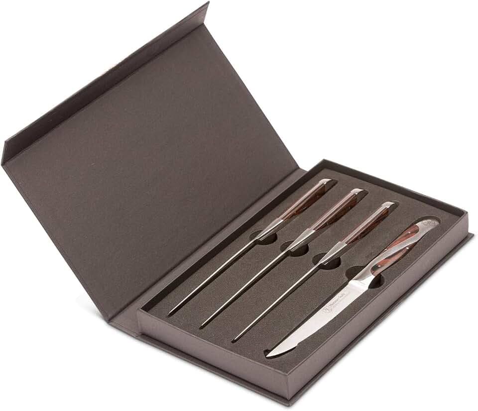 Hammer Stahl Steak Knives Set Of 4 | High Carbon German Steel Kitchen Knife Set | Stainless Steel Knife Set With Ergonomic Quad-Tang Pakkawood Handle |5-Inch Professional Balanced Non-Serrated Cutlery
