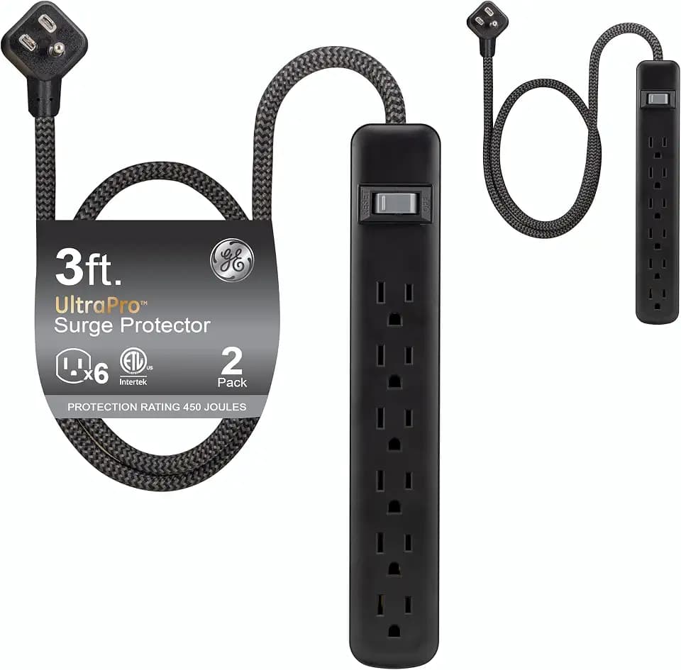 GE Surge Protector Power Strip, 2 Pack