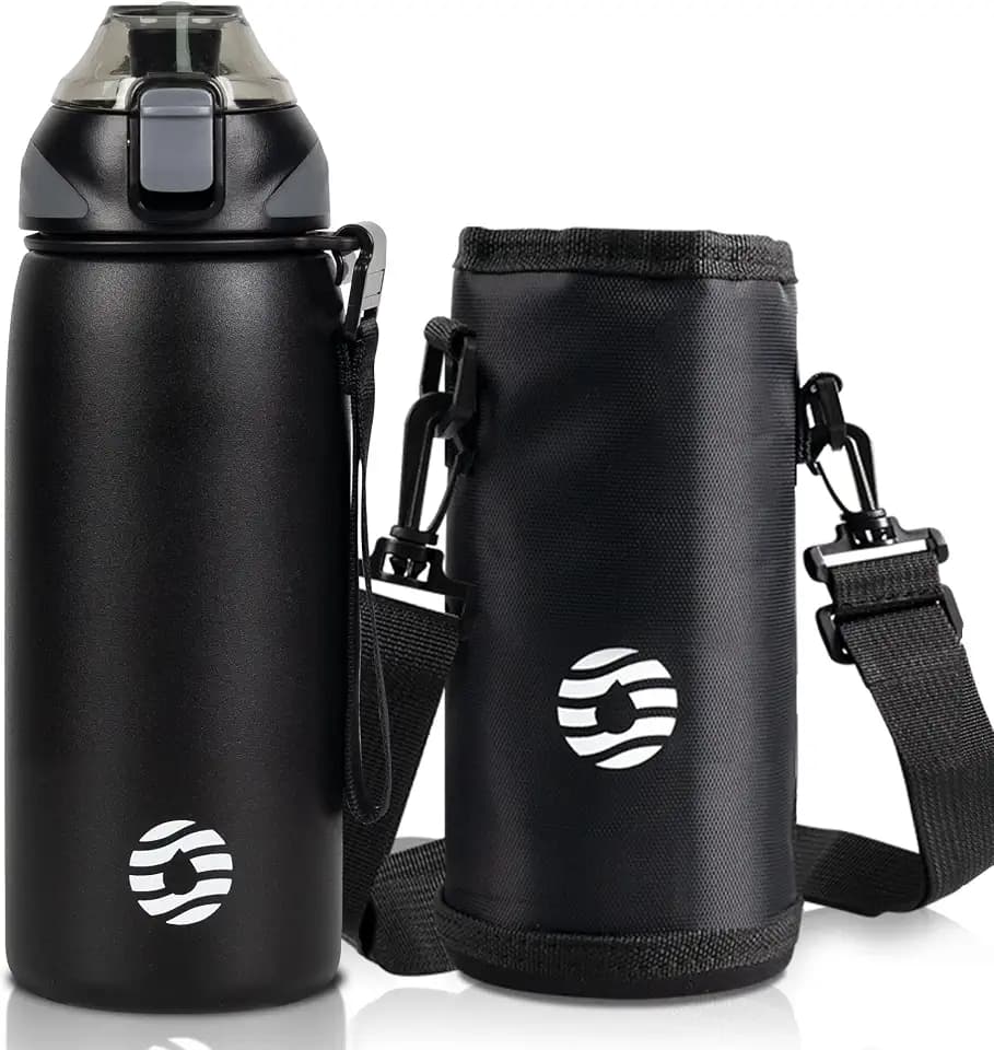 FJbottle Trinkflasche Edelstahl 1L, 800ml, 600ml, 400ml Kinder BPA-Frei Auslaufsichere Wasserflasche Thermosflasche Sport, Kohlensäure geeignet Thermoskanne für Uni, Schule, Fitness, Outdoor, Fahrrad