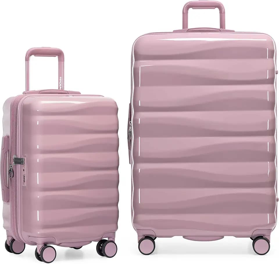 Traveler's Choice Edinburgh II Hardside Spinner Luggage, TSA Lock, Muted Pink, 2 Piece Set (21/29)