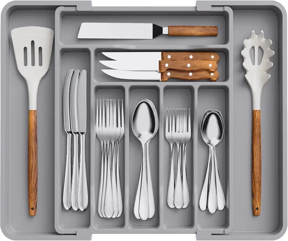 Lifewit Expandable Silverware Drawer Organizer, Kitchen Utensil Tray