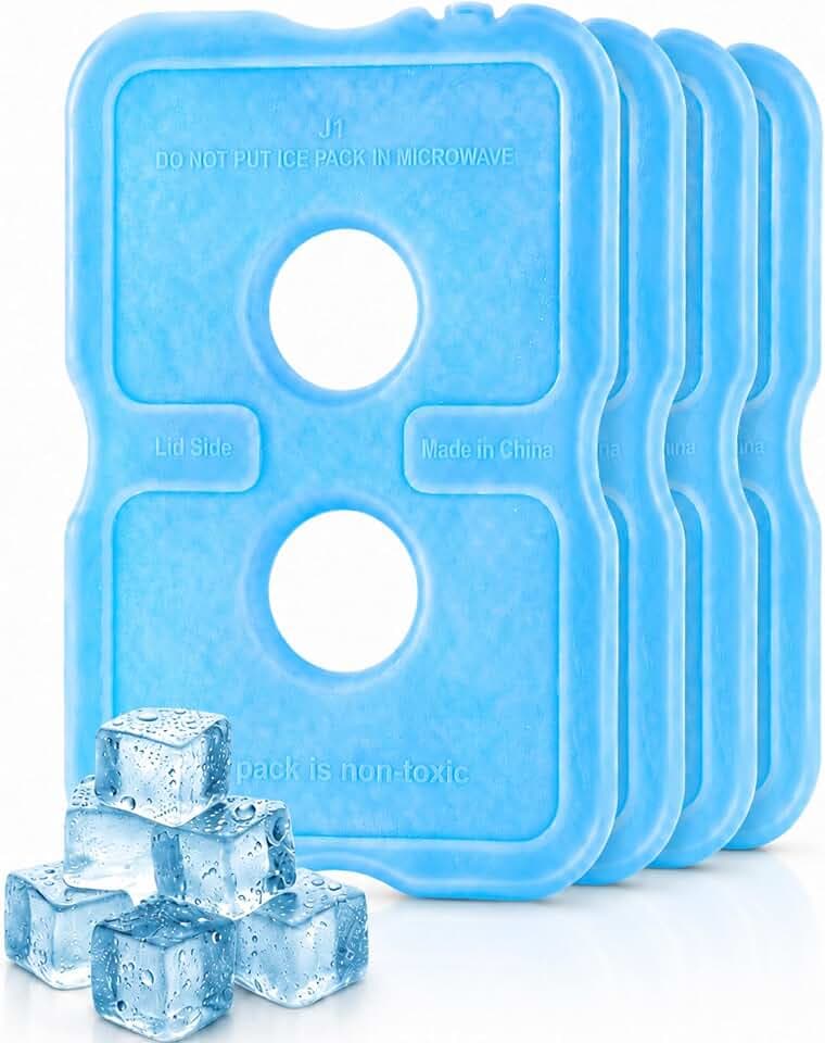 4 Reusable Slim Ice Packs for Lunch Boxes & Coolers