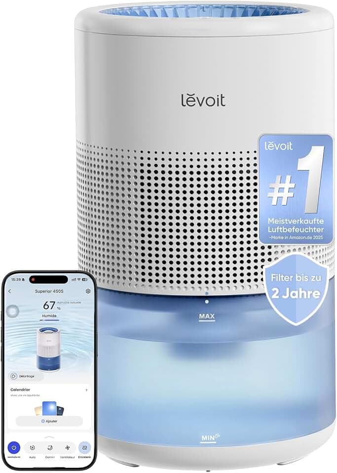 Levoit Smart Luftbefeuchter mit Langzeitfilter, ab 19 dB, kein weißer Staub