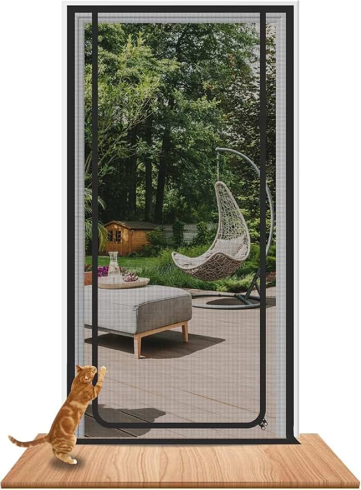 Generisch Katzen Fliegengittertür, verstärktes Netz, kratzfester doppelseitiger Reißverschluss, passend für Türgröße: 80 cm x 200 cm, hält Haustiere im Haus, für Balkon/Wohnzimmer/Schlafzimmer/Küche