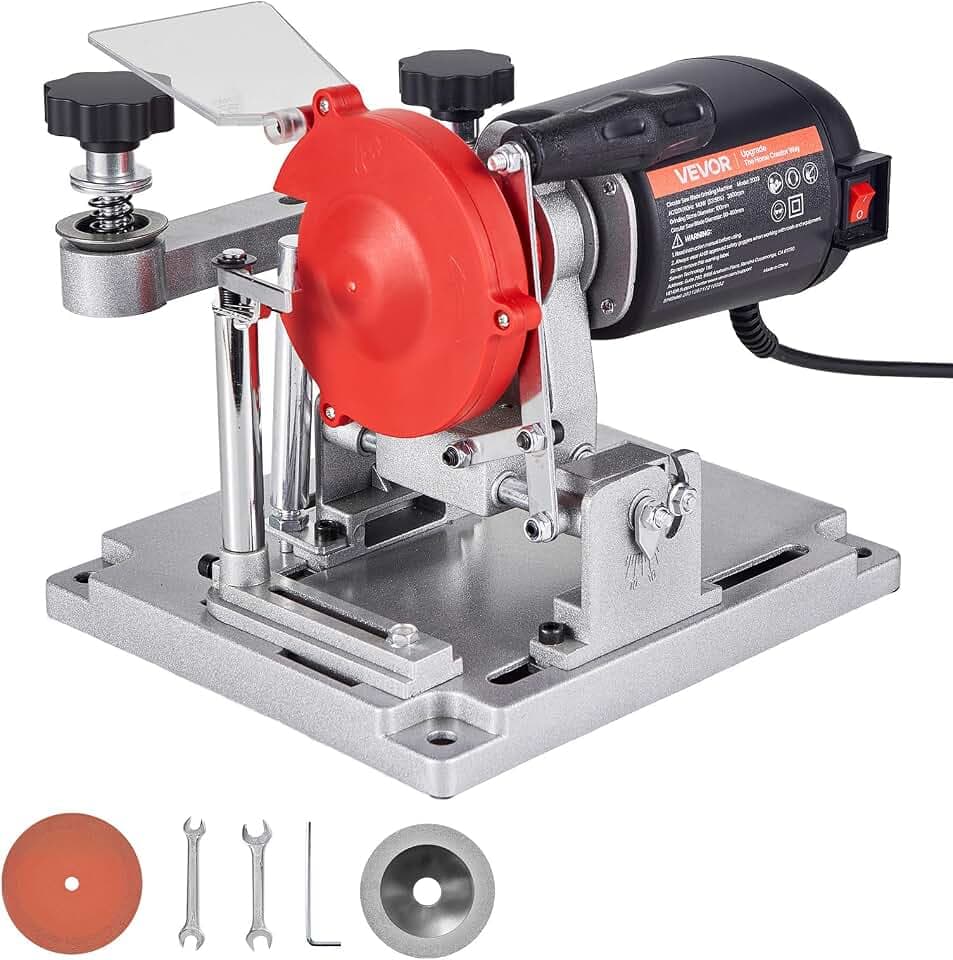 VEVOR Circular Saw Blade Sharpener, 140W 3800RPM Electric Saw Blade Sharpening Machine with 4" Ceramic & Diamond Grinding Wheels - Fits 3.5" to 15.7" Diameter Circular Saw Blades