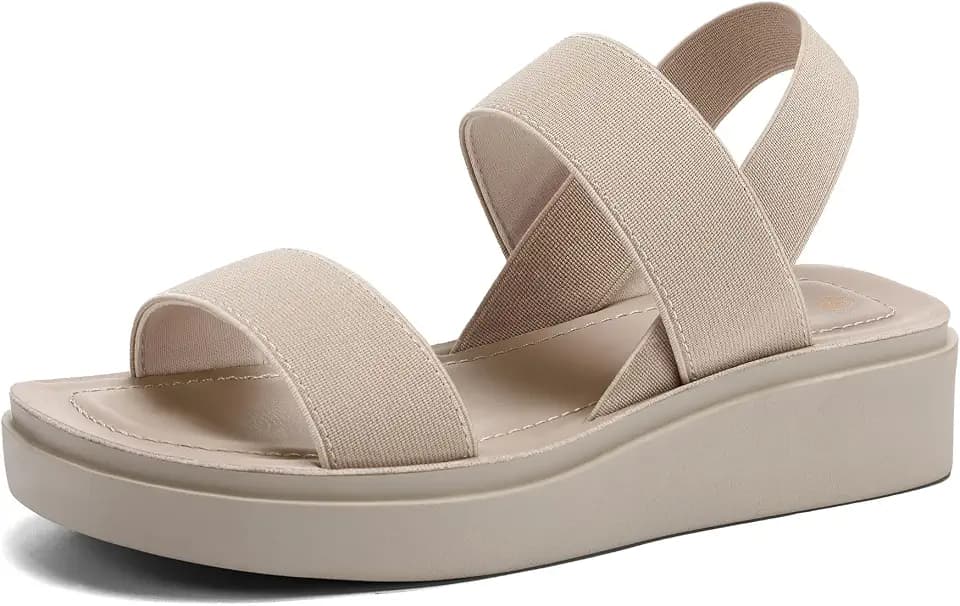 mysoft Women's Platform Wedges Sandals Elastic Slingback Summer Shoes
