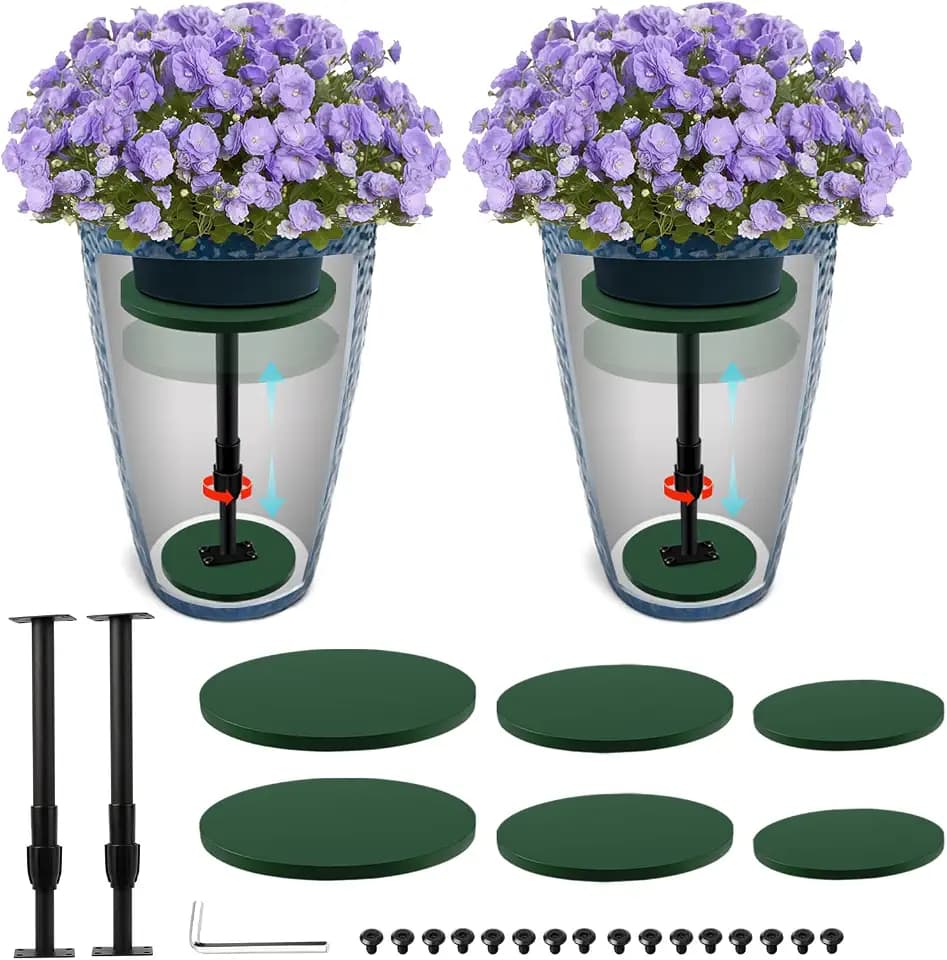 2 Pack Plant Risers for Inside Pots, 12-21" Rise Wooden Planter Inserts
