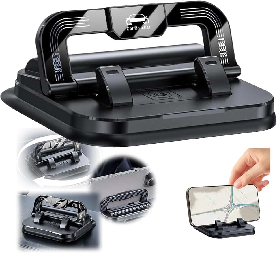 2026 New Car Phone Holder 360 Degree Rotation Suitable for Car Navigation in-Car Dashboard Universal Dashboard Phone Holder 360 Rotatable Dash Cell Phone Holder Dash Mounted Mobile Holder (Black)