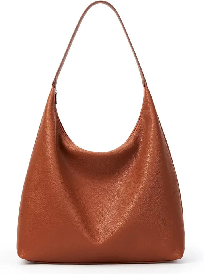 KALIDI Slouchy Tote Bag 18L Casual Vegan Leather Crescent Hobo Zipper Bag