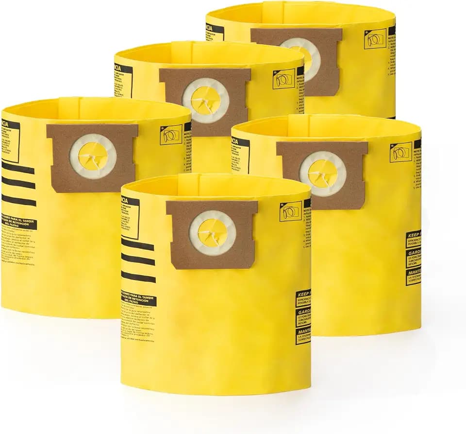 Shop-Vac 9067266, High Efficiency Disposable Collection Vacuum Filter Bags, Fits 10-14 Gallon Tanks, Yellow, 5 Pack