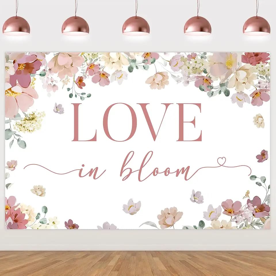 Love in Bloom Bridal Shower Decorations Backdrop, Wildflower Wedding Shower Background, Spring Floral Engagement Wedding Bachelorette Party Decor Supplies Photo Booth Props 7x5ft