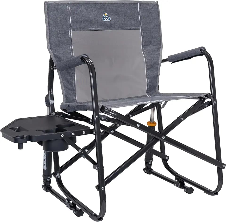 GCI Outdoor Freestyle Rocker Portable Folding Rocking Chair, Outdoor Camping Chair with Side Table