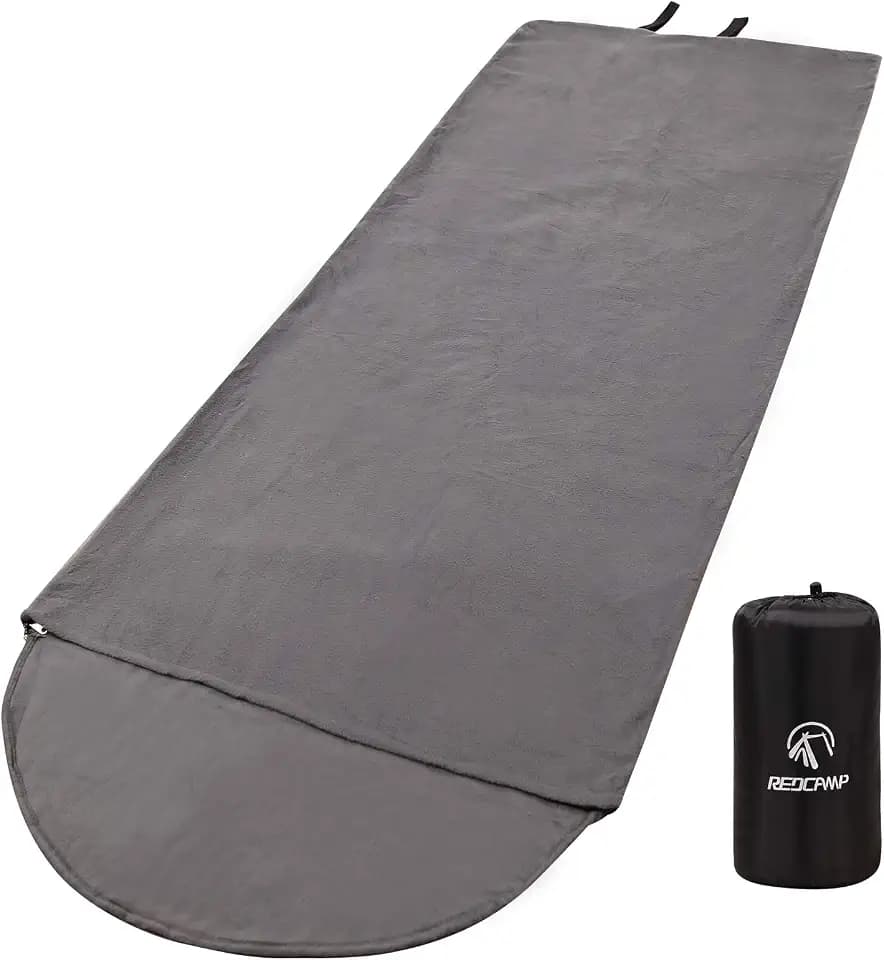 REDCAMP Weicher Fleece-Schlafsack für Erwachsene, Schlafsack Decke mit Kapuze für Camping, Reisen, Wandern, Rucksackreisen, Hotels bei kaltem Wetter