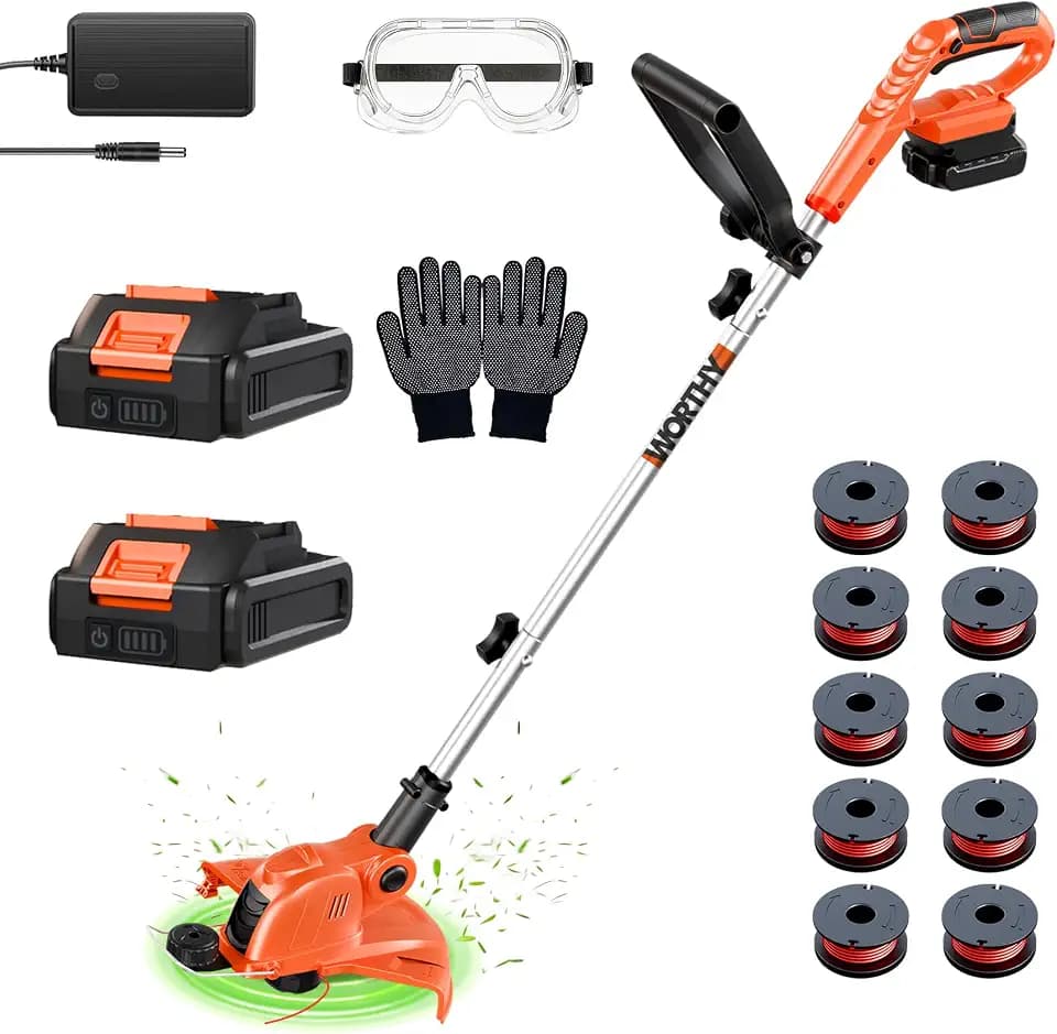 Battery Powered Weed Wacker Cordless Lightweight for Seniors & Small Lawns