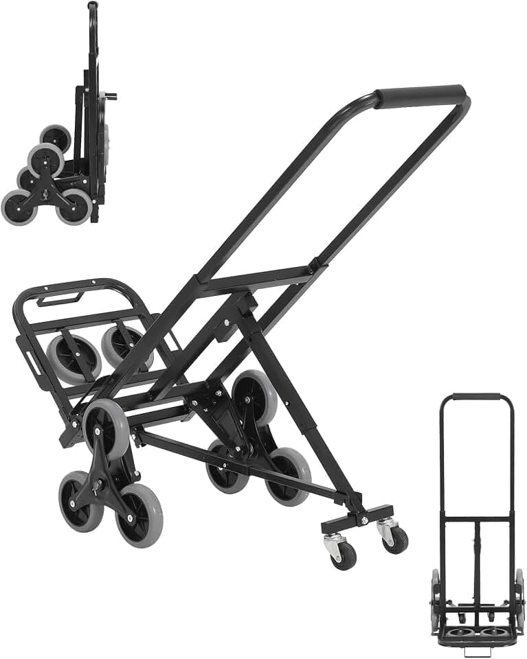 3 in 1 Folding Stair Climbing Cart, Hand Truck Dolly, 550 LBS Capacity Stair Climber Cart All Terrain Stair Dolly for Transport and Moving in Warehouse Supermarket
