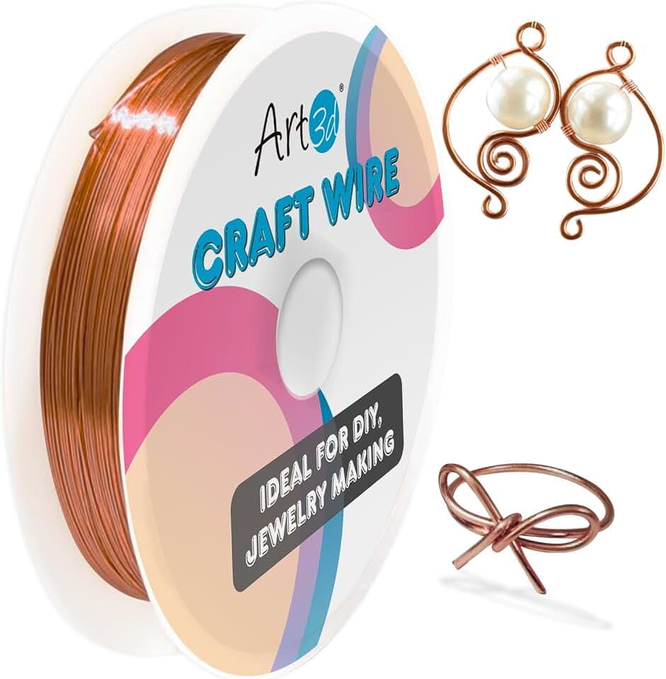 Art3d 18 Gauge Craft Wire for Beading & Sculpting, 120 ft, 1 Roll, Copper