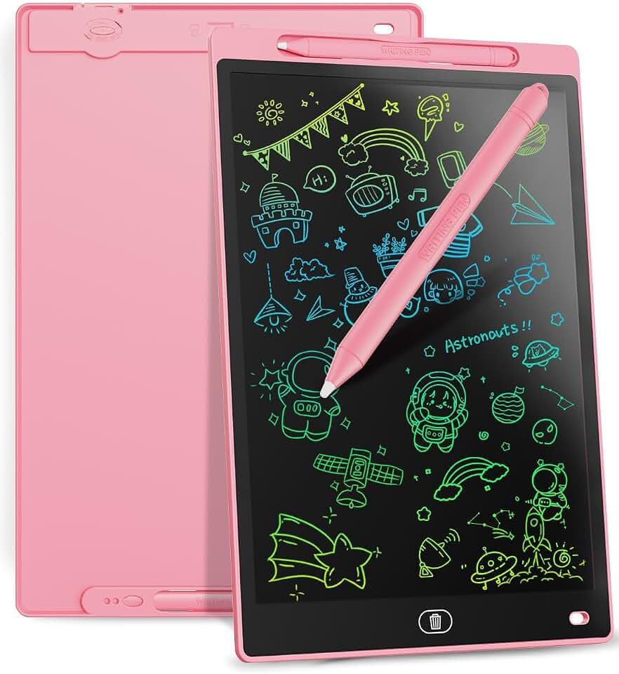 LCD Schreibtafel 12 Zoll, Genialba Buntes LCD Schreibtablett, Kindergeschenk, LCD Writing Tablet Elektronischer Tablette, Grafiktablett für Kinderspiele 2 3 4 5 6 7 Jahre alte Mädchen (Rosa)