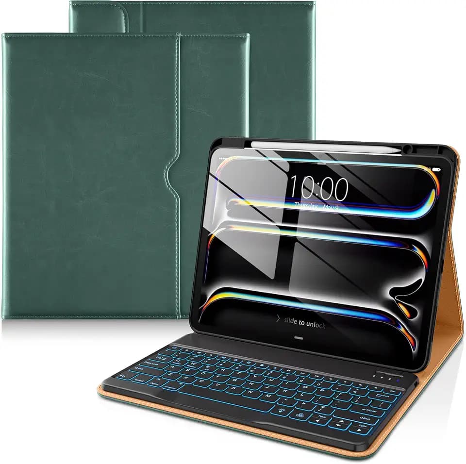DTTO Keyboard Case for iPad Pro 13 Inch (M5) 2025 / (M4) 2024, Midnight Green