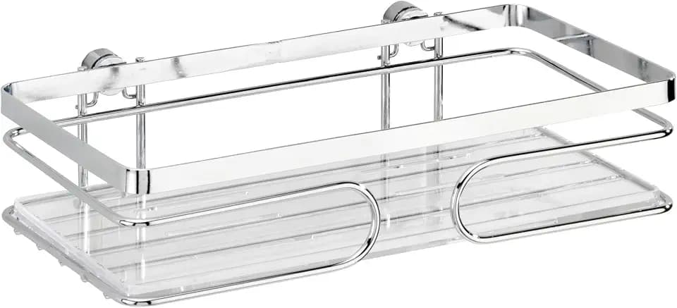 WENKO Wandablage Premium, Offener Wand-Caddy, Rostfreier Edelstahl/Kunststoff, 24 x 6,5 x 13,5 cm, Glänzend