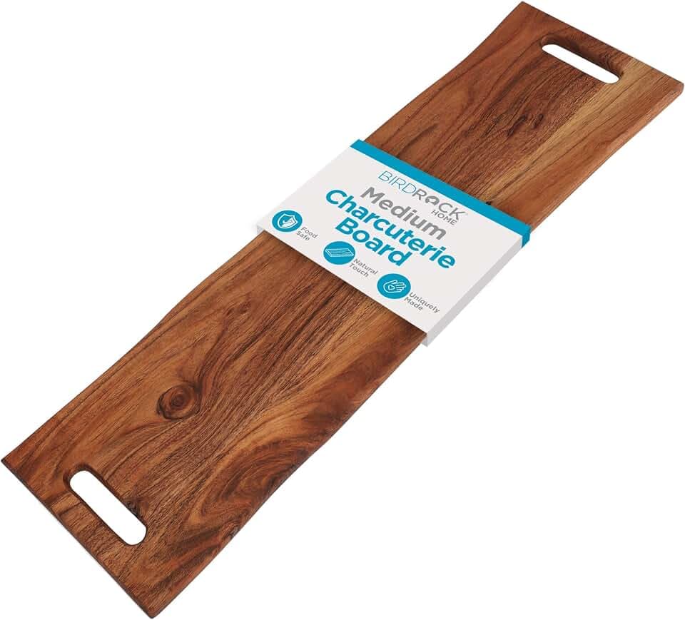 BIRDROCK HOME Long Charcuterie Board with Handles, Espresso, 27.5”