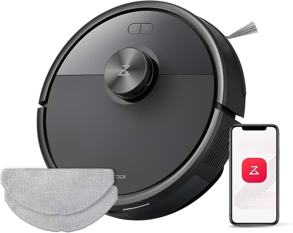 roborock Q7 M5-Set Saugroboter mit Wischfunktion, 10.000Pa Saugkraft | Dual Anti-Tangle-System, 150Min Laufzeit, LiDAR Navigation, Staubsauger Roboter für Teppich, Tierhaare, APP Steuerung,Schwarz