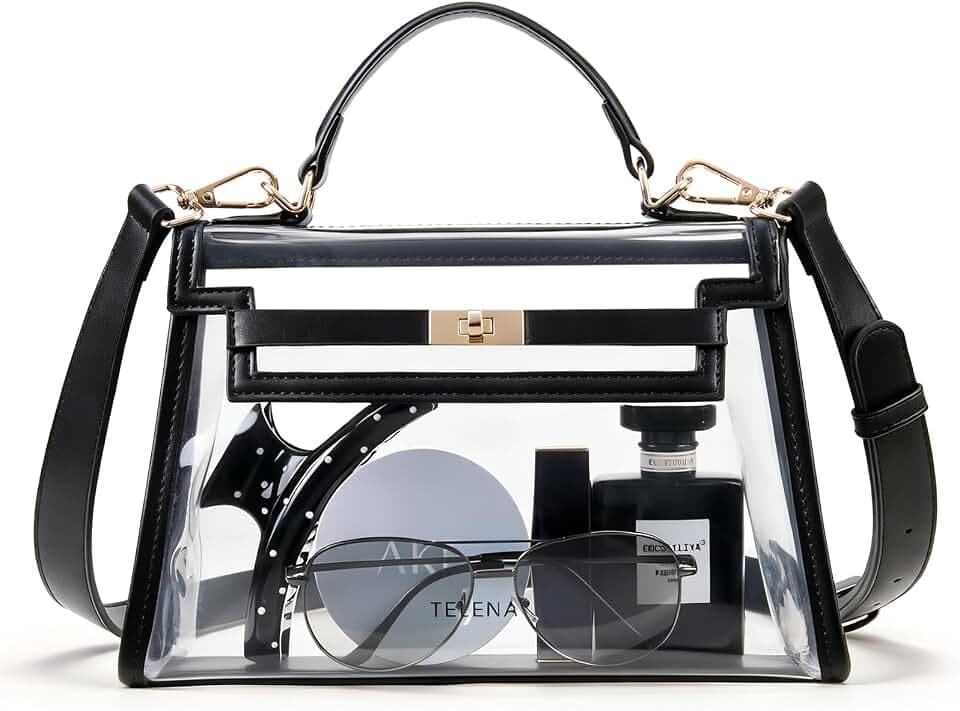 Telena Clear Bag for Stadium Events PVC Transparent Crossbody Purse