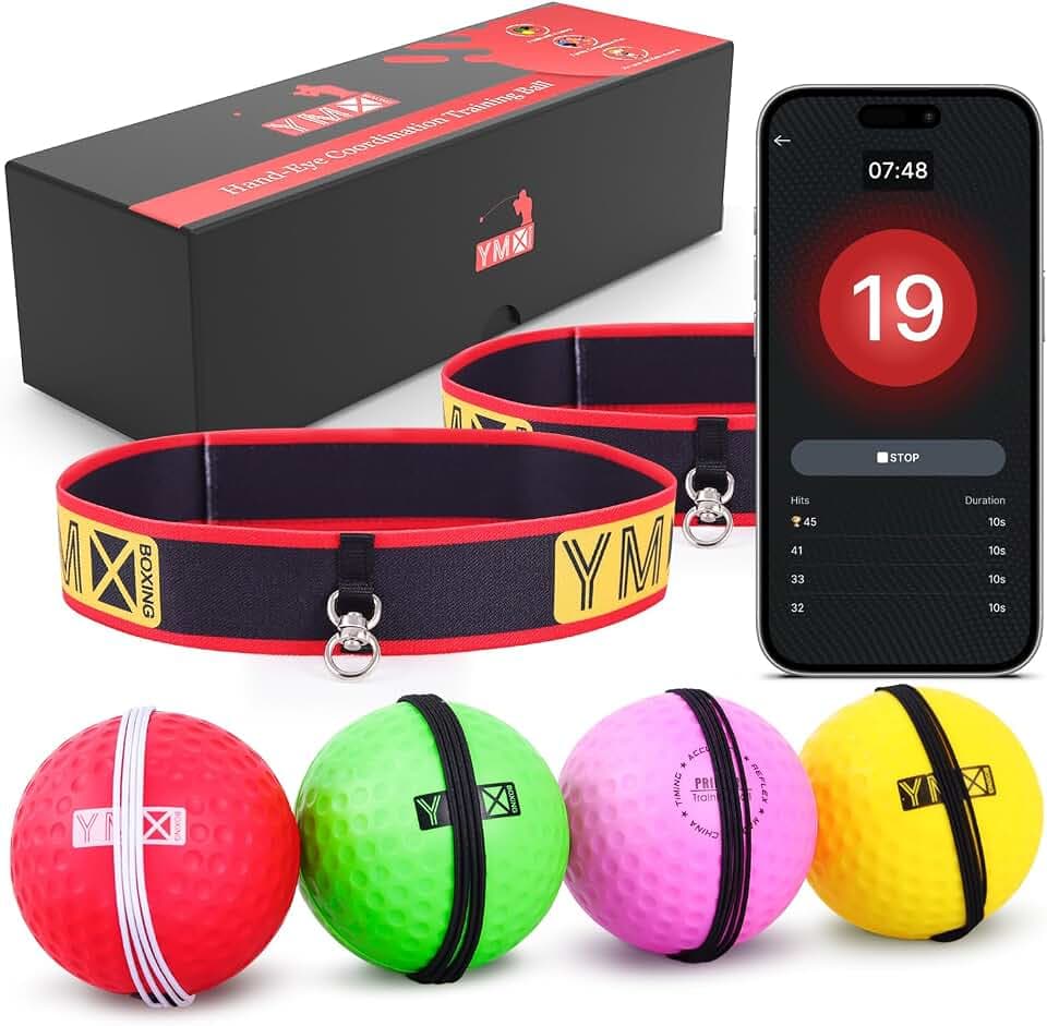 YMX BOXING® Ultimate Reflex Ball Set with App - 4 Balls & 2 Headband
