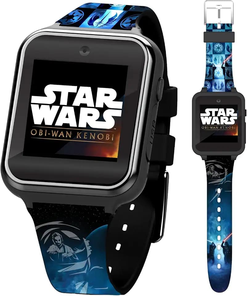 Star Wars Kids Smartwatch with OBI-Wan Kenobi Design, 10 Clock Faces, Selfie Camera, Voice and Video Recorder, Step Counter, Calculator, Alarm, Fun Games, and 3 Wallpapers – Fits Wrists 5.5"-8.0"