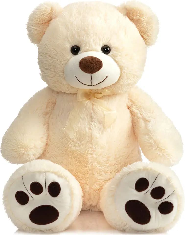 HollyHOME Big Teddy Bear,Large Bear Stuffed Animal with Footprint,36”,Beige