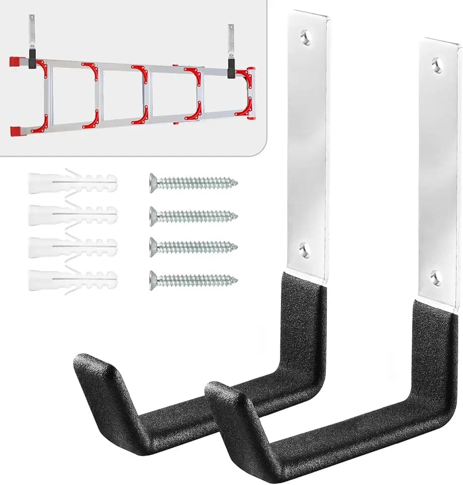 AccEncyc Heavy Duty Garage Hooks, 2Pcs Stainless Steel Wall Mount Hooks, 50lb Weight Capacity, for Garden Hose, Bike, Ladder, Tool Organizer (Medium)