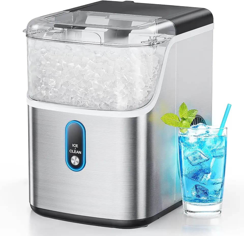 Silonn Nugget Ice Maker Countertop, Chewable Pellet Ice Machine with 33lbs Daily Produce, Pebble Ice Maker for Home Kitchen Office